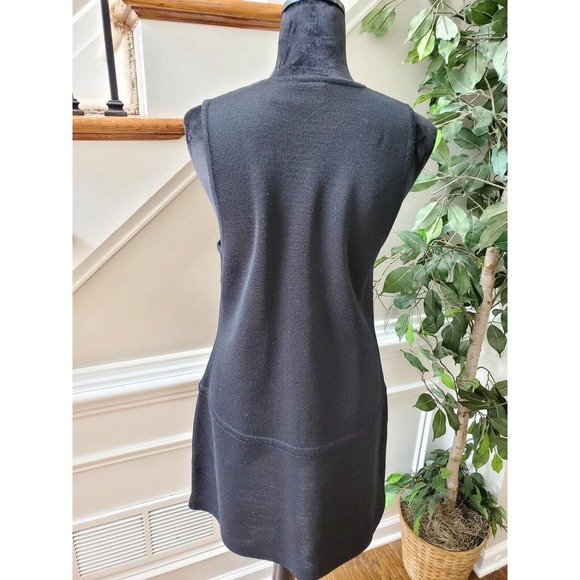 Jacqueline Ferrar Women's Black Acrylic Front Zip Sleeveless Sweater Size Medium - Picture 6 of 10
